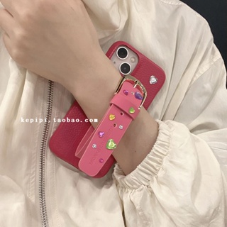 เคสโทรศัพท์มือถือหนัง กันกระแทก ประดับเพชร พร้อมสายคล้องมือ สําหรับ Apple Iphone 14promax 13 12 11 14pro 13pro 14