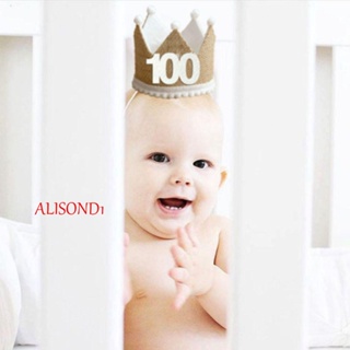 ALISOND1 หมวกผ้ากระสอบ รูปมงกุฎ พร้อมสายคล้องยืดหยุ่น สร้างสรรค์ เหมาะกับวันครบรอบ 1-9 ปี สําหรับตกแต่งปาร์ตี้เด็ก