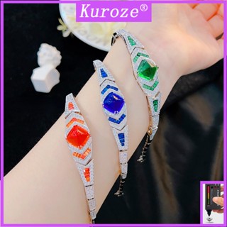 Kuroze วินเทจ ไพลิน มรกต สร้อยข้อมือ แฟชั่น แฟนต้า สีเพชร สร้อยข้อมือ เครื่องประดับที่ดี