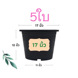 🌵 กระถางต้นไม้พลาสติก กระถางต้นไม้ กระถางแคตตัส กระถาง สีดำ สีขาว 17 นิ้ว 5 ใบ ราคาส่ง