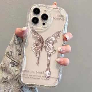 เคสโทรศัพท์มือถือซิลิโคน TPU ใส แบบนิ่ม ลายผีเสื้อ กันกระแทก สําหรับ iPhone 11 14 Pro 12 13 Mini XS Max X XR 7 8 6 6S Plus SE2020