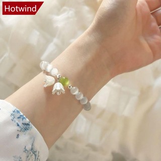 Hotwind สร้อยข้อมือ จี้รูปดอกทิวลิป หินตาแมว เครื่องประดับ หรูหรา สําหรับผู้หญิง M6O1