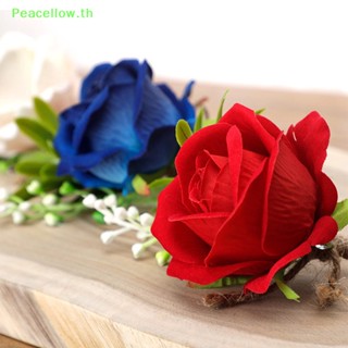 Peacellow ดอกกุหลาบประดิษฐ์ สีแดง เครื่องประดับ สําหรับผู้ชาย เจ้าบ่าว งานแต่งงาน