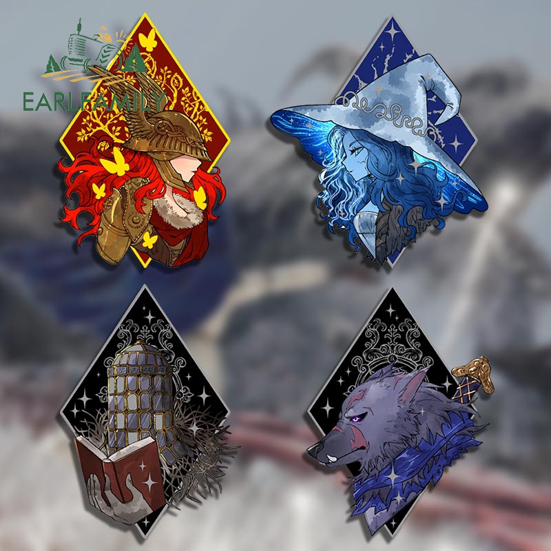 Earlfamily สติกเกอร์กันน้ํา กันแดด ลาย Elden Ring Malenia Ranni 13 ซม. สําหรับตกแต่งหน้าต่างรถยนต์