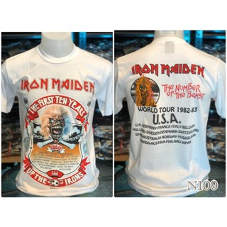 เสื้อยืด พิมพ์ลายวงร็อค IROND MAIDEN 666 สไตล์มินิมอล สีขาว สไตล์วินเทจ สําหรับผู้ชาย