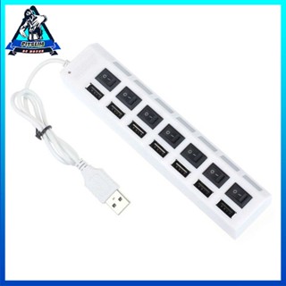 [Instock] USB 2.0 Hub 7 Ports Adapter Power Switch LED Indicator High Speed Splitter [F/15]