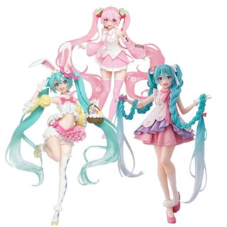 โมเดลฟิกเกอร์ Hatsune miku Princess miku Fairy Tale Wonderland Rapunzel Sakura Rabbit Ear สําหรับตกแต่งโต๊ะ