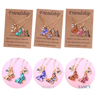 Fancy 2 ชิ้น / เซต ใหม่ น่ารัก ผีเสื้อ จี้สร้อยคอ แฟชั่นเกาหลี BFF มิตรภาพ เครื่องประดับ เสน่ห์ สําหรับผู้หญิง