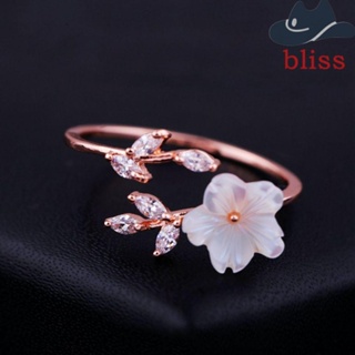 BLISS แหวนเปิด ประดับเพทาย สีโรสโกลด์ สีขาว ปรับได้