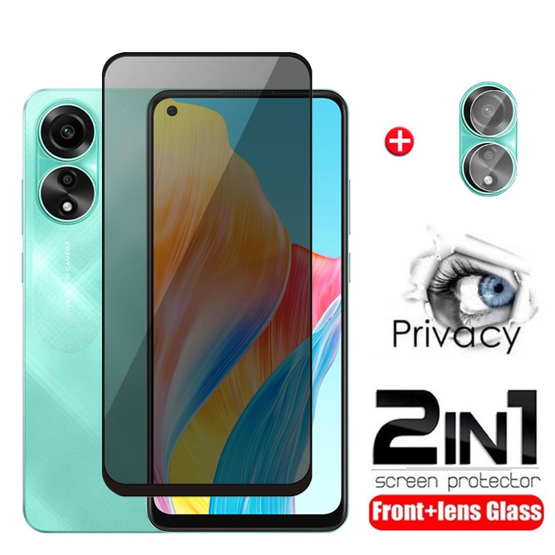 2in1 ฟิล์มกระจกนิรภัยกันรอยหน้าจอ ป้องกันเลนส์กล้อง เพื่อความเป็นส่วนตัว สําหรับ OPPO A78 4G A38 NFC