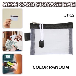 New 3pcs Portable Mesh Storage Bag Card Bank Card Zip Pocket Storage Bag