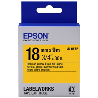 Epson เทปพิมพ์อักษร 18 มม. ดำพื้นเทปเหลือง   LK-5YBP