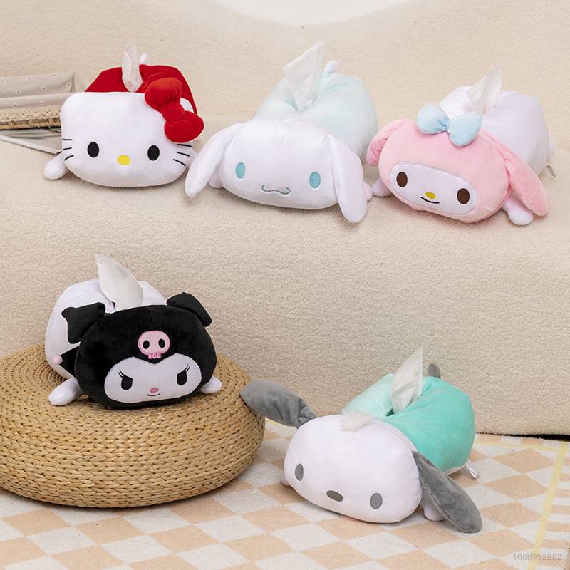 Ganyu Sanrio Kuromi Cinnamon HelloKitty กล่องทิชชู่ ตุ๊กตาการ์ตูน สร้างสรรค์ สําหรับตกแต่งบ้าน เดสก์ท็อป รถยนต์