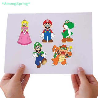 Amongspring&gt; ใหม่ สติกเกอร์ ลายการ์ตูน Super Mario Luigi Yoshi 6 ชิ้น สําหรับครอบครัว แม่ และลูก