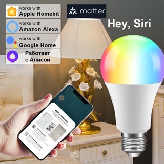 Homekit Matter E27 RGB หลอดไฟอัจฉริยะ Siri แอพ รีโมตคอนโทรลด้วยเสียง Wifi โคมไฟอัจฉริยะ Fit Matter Alice Google Home Apple Home