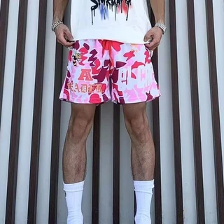 ZENOX กางเกงขาสั้นยูนisex ลายแคมโอบลวดลายHip Hop สไตล์Streetwear ไซส์โอเวอร์ไซซ์ แห้งไวสำหรับใส่เล่นบาสเกตบอลและสวมใส่ในวันหยุดฤดูร้อน
