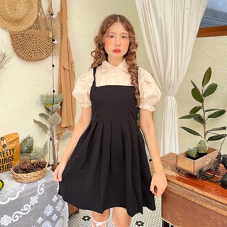 พร้อมส่ง 🏡 🍝 Panda dress เดรสแขนสั้นแต่งเหมือนใส่ 2 ชั้น (IN37795)