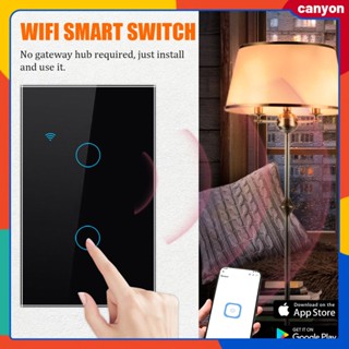 1/2/3/4 Gang Tuya Wifi Smart Switch Waterproof Wall Touch Switch Capacitive Touch Sense ฉากอัจฉริยะเชื่อมโยงรองรับ Voice Control canyon