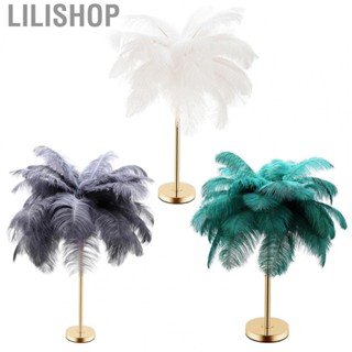 Lilishop G4 Ostrich Feather Table Lamp Night Light Bedside Dec For Bedroom