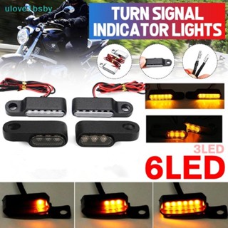 Ulove1bsby ไฟเลี้ยว Led 6 3 ดวง สําหรับติดแฮนด์รถมอเตอร์ไซค์ 2 ชิ้น