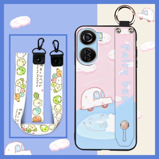 cartoon Wrist Strap Phone Case For ZTE Axon40 Lite Anti-knock ring cute Waterproof Silicone Phone Holder Wristband