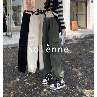 Solenne  กางเกงขายาว กางเกงยีสน์ผู้หญิง ทรงหลวม ๆ ตรง Retro Hip Hop Pants 2023 NEW Style Korean Style Unique สไตล์เกาหลี สวยงาม A20M03R 36Z230909