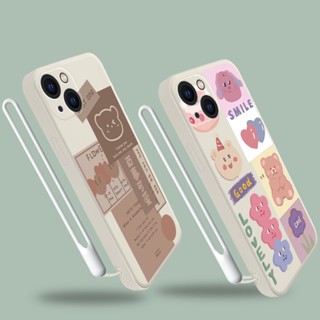 เคสโทรศัพท์มือถือแบบนิ่ม TPU ลายหมีน่ารัก พร้อมสายคล้อง สีขาว สําหรับ VIVO Y21 2021 Y16 Y12S Y12 Y20 Y15S Y91C Y21A Y21T Y30 Y21S Y20S Y12i Y01 Y91 Y30i Y93 Y95 Y15 Y17 Y50 Y53S Y51 2020 Y51A Y33T Y10 Y33S Y1S Y11 Y31 Y20i Y91i Y90 Y51S Y12A Y33 Y53