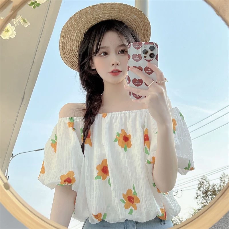 Bee เสื้อลายดอกแขนฟองแขนสั้นแฟชั่นผู้หญิง thumbnail 3