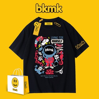 Bkmk เสื้อยืดแขนสั้น ผ้าฝ้ายแท้ ทรงหลวม อินเทรนด์ทันสมัย แฟชั่นฤดูร้อน สําหรับผู้ชาย