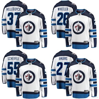 ใหม่ เสื้อกีฬาแขนยาว ลาย NHL Winnipeg Jets Away Jersey Wheeler Hellebuyck Ehlers Scheifele พลัสไซซ์