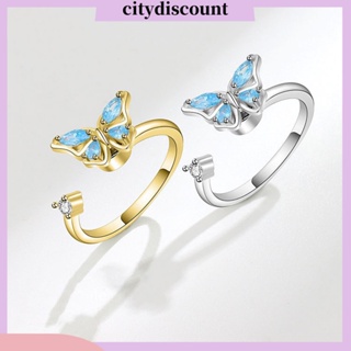 &lt;citydiscount&gt; แหวนนิ้วมือ ชุบไฟฟ้า รูปผีเสื้อ ไม่จางหาย เครื่องประดับ สําหรับผู้หญิง