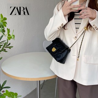 Zara กระเป๋าสะพายไหล่ ประดับลูกปัดเพชร สไตล์ชาแนล สําหรับผู้หญิง