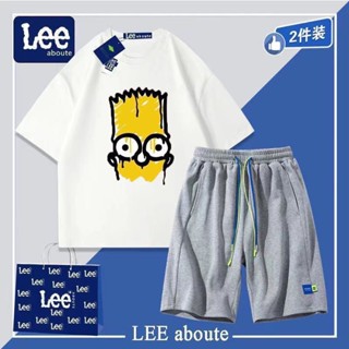 Leeaboute Simpson Co branded เสื้อยืดลําลอง แฟชั่นสําหรับผู้ชาย แขนสั้น คอกลม พิมพ์ลาย เหมาะกับฤดูร้อน