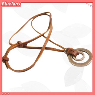 Bluelans สร้อยคอโซ่หนัง จี้แหวนคู่ สีน้ําตาล ปรับได้ สําหรับผู้ชาย ผู้หญิง