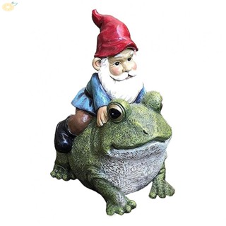 【VARSTR】Frog Gnome 11*9.5*15.2cm Dwarf Decor Fade-resistant Interior Dec Resin