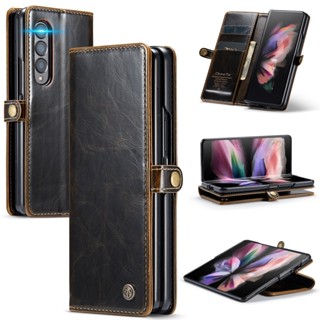 เคสโทรศัพท์มือถือหนัง ฝาพับ พร้อมช่องใส่บัตร สําหรับ Samsung Galaxy Z Fold 3 Fold4 ZFold5 5G