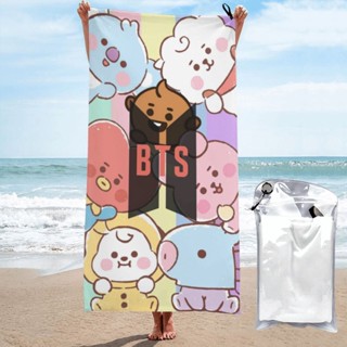 Bt21 ผ้าขนหนูอาบน้ํา ดูดซับน้ําได้ดี ลาย BTS ขนาดใหญ่ 32x52 นิ้ว สําหรับผู้ชาย ผู้หญิง ท่องเที่ยว ว่ายน้ํา