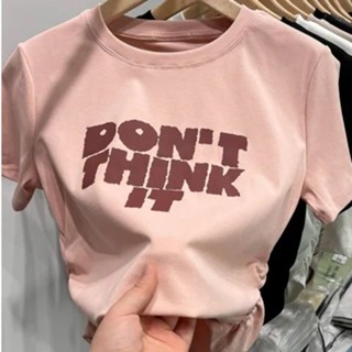 Massimo  เสื้อครอป เสื้อยืดผู้หญิง ครอป baby tee สาวเรโทร 2023 NEW Style Stylish Korean Style สวย High quality A29J1QS 36Z230909