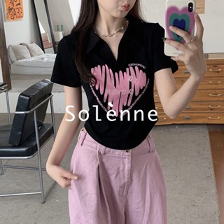 Solenne  เสื้อครอป เสื้อยืดผู้หญิง ครอป baby tee สาวเรโทร 2023 NEW Style Unique สบาย ins Korean Style A29J12Q 36Z230909