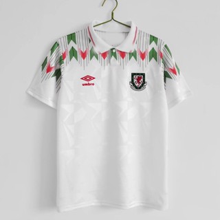 เสื้อกีฬาแขนสั้น ลายทีมชาติฟุตบอล Wales 1990-92 ชุดเยือน สไตล์เรโทร