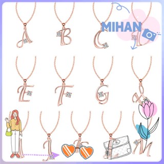 Mihan สร้อยคอจี้รูปตัวอักษรภาษาอังกฤษสีโรสโกลด์สําหรับผู้หญิง