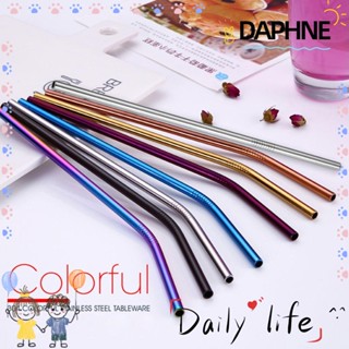 Daphne หลอดดูดเครื่องดื่มสแตนเลสโลหะพร้อมแปรงล้างทําความสะอาดได้