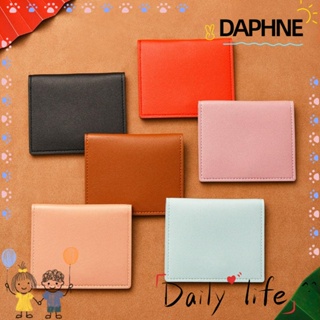 Daphne กระเป๋าใส่บัตรเครดิต บัตรประจําตัว บัตรเครดิต หนัง PU แบบสั้น บางพิเศษ ขนาดกะทัดรัด เรียบง่าย