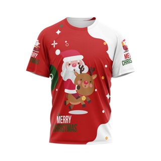 เสื้อยืด พิมพ์ลาย Baju Kaos Pria Natal Merry Christmas Santa Claus Rudolf 12 แบบกําหนดเอง