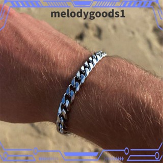 Melodygoods1 สร้อยข้อมือสเตนเลส โซ่กว้าง ของขวัญ แฟชั่นสําหรับผู้ชาย