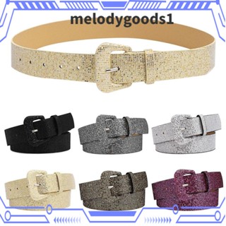 MELODYGOODS1 เข็มขัดยีน ประดับเลื่อม แวววาว สไตล์วินเทจ สําหรับผู้หญิง