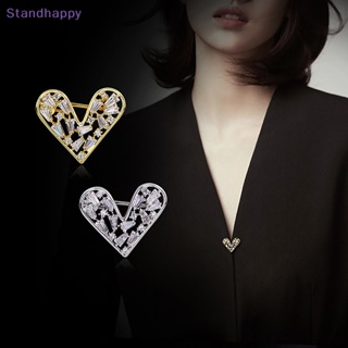 Standhappy เข็มกลัด รูปหัวใจ ประดับพลอยเทียม เครื่องประดับแฟชั่น สําหรับผู้หญิง