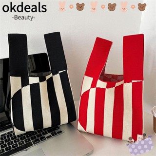 OKDEALS กระเป๋าถือถัก แฮนด์เมด ทรงโท้ท สําหรับผู้หญิง