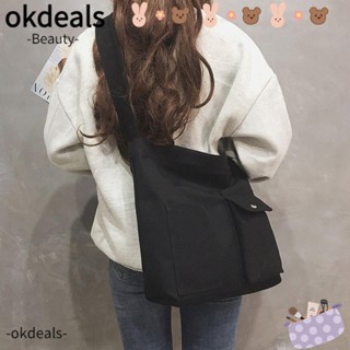 OKDEALS กระเป๋าสะพายไหล่ สะพายข้าง ผ้าแคนวาส แฟชั่นสําหรับสตรี