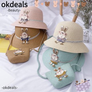 OKDEALS หมวกฟาง ระบายอากาศ เหมาะกับเดินชายหาด สําหรับเด็กผู้หญิง อายุ 2-8 ปี